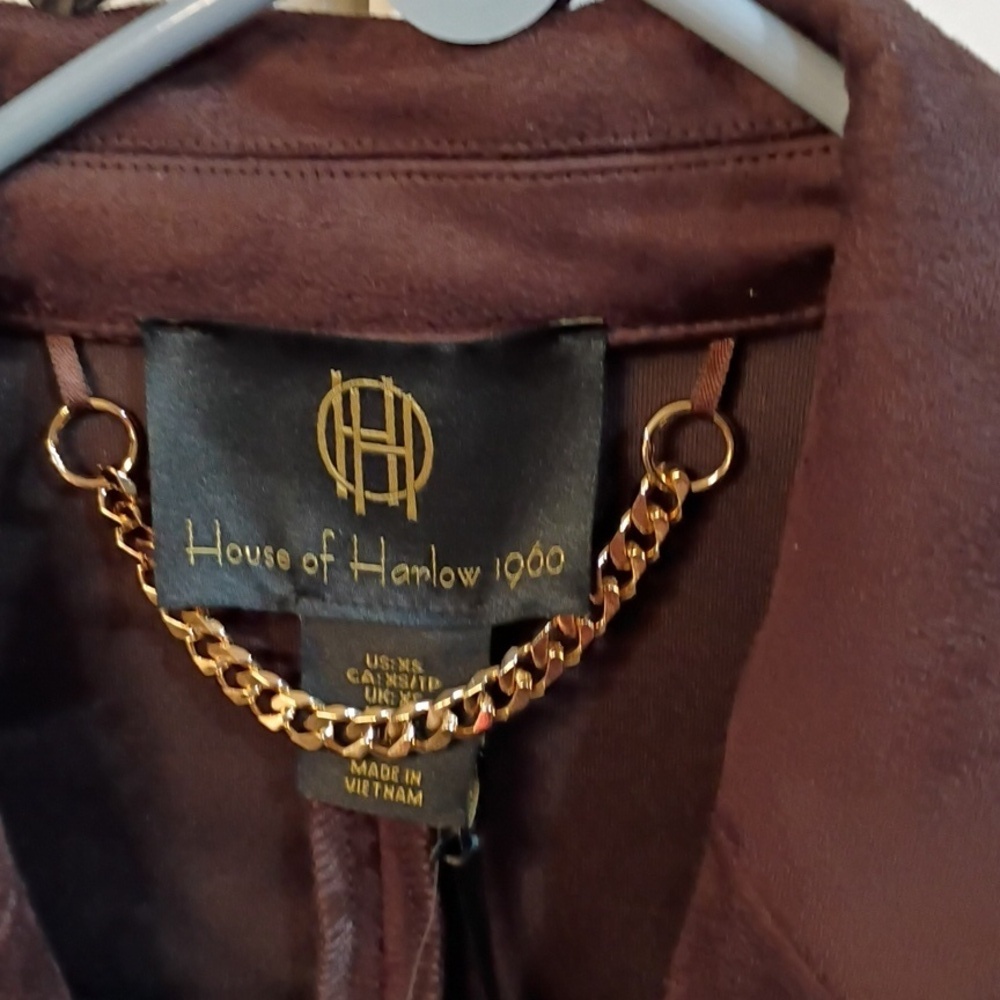 New! Viral House Of Harlow 1969 Chocolate Faux Suede Trench XS - Picture 3 of 8